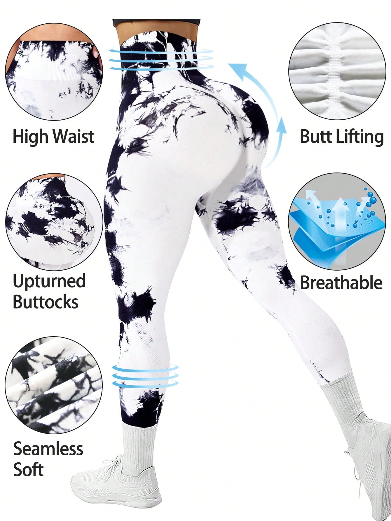 Sport Studio Tie Dye Tummy Control Sports Leggings