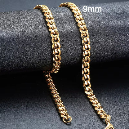 3-11Mm Cuban Chain Necklaces for Men Women,Punk Stainless Steel Curb Link Chain Collar,Jewelry Gift for Dad Husband BFF Birthday