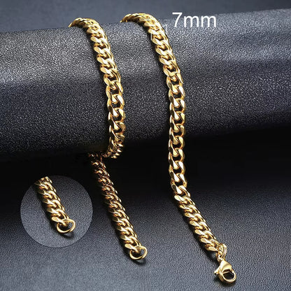 3-11Mm Cuban Chain Necklaces for Men Women,Punk Stainless Steel Curb Link Chain Collar,Jewelry Gift for Dad Husband BFF Birthday