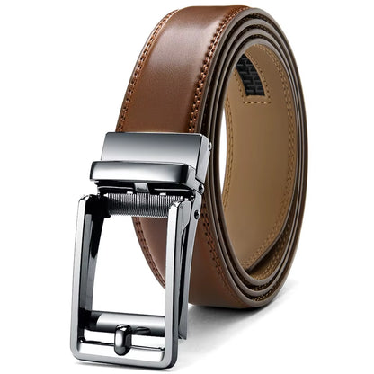 Mens Leather Belt Automatic Genuine Leather Belts Belt Male Leisure Fashion Ratchet Belts for Men Pants Waistband Ремень