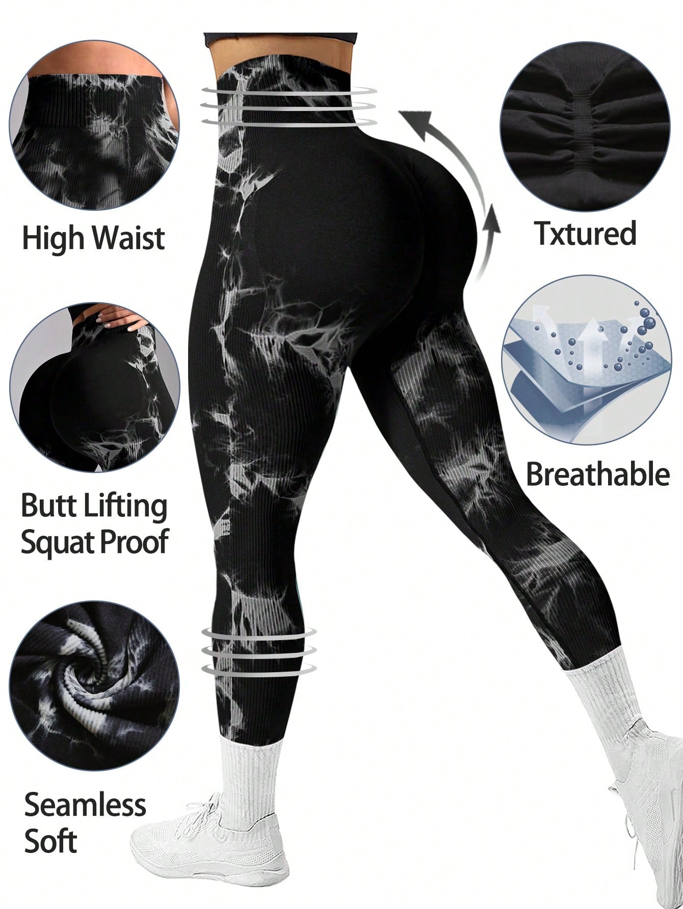 Sport Studio Tie Dye Tummy Control Sports Leggings