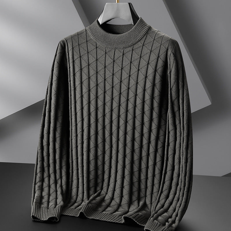 Men'S plus Size Knitted Sweater Loose round Neck Bottoming Shirt