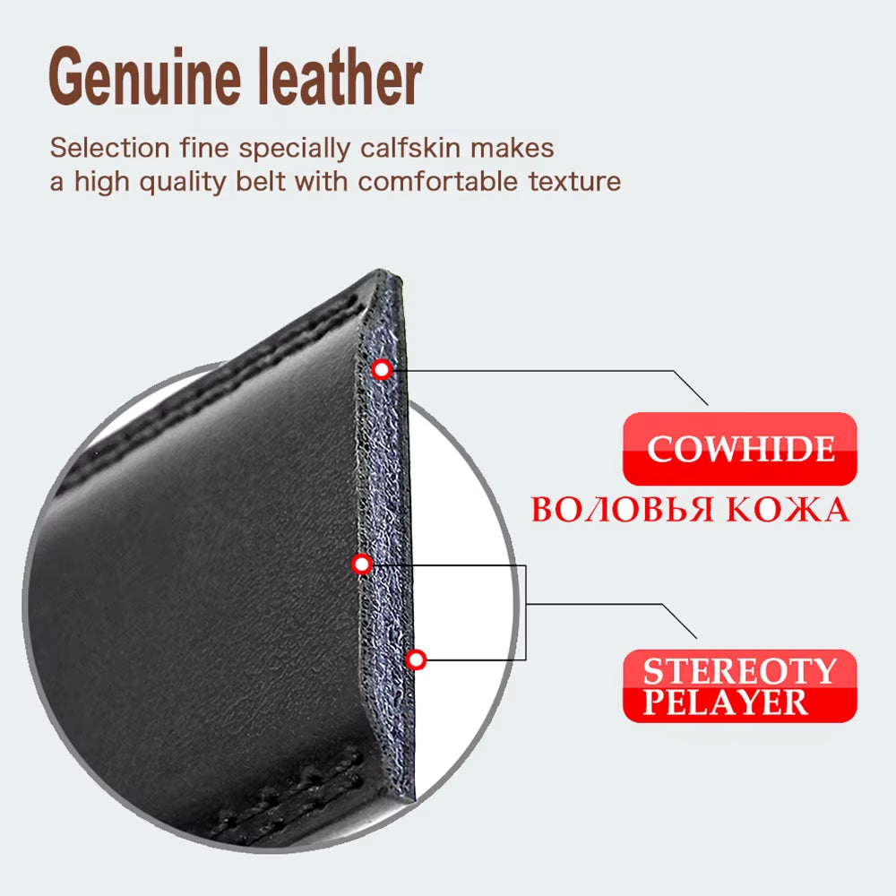 Mens Leather Belt Automatic Genuine Leather Belts Belt Male Leisure Fashion Ratchet Belts for Men Pants Waistband Ремень