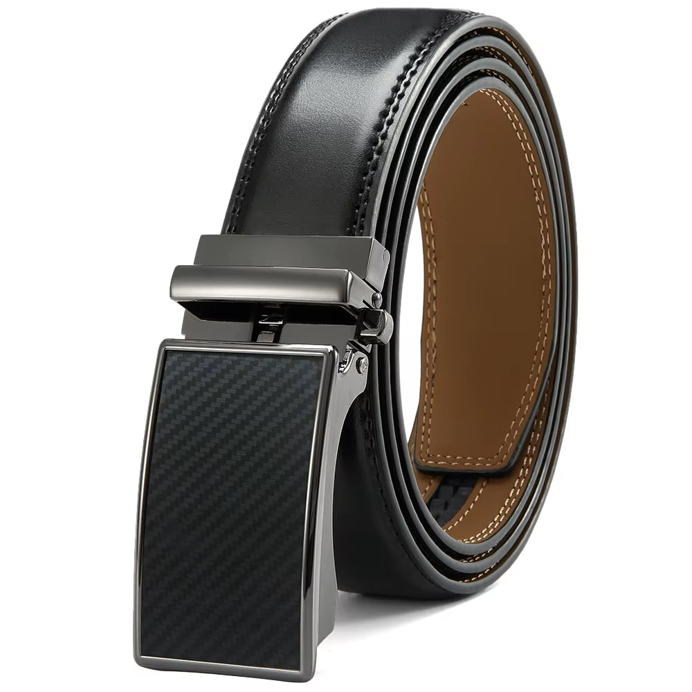 Mens Leather Belt Automatic Genuine Leather Belts Belt Male Leisure Fashion Ratchet Belts for Men Pants Waistband Ремень