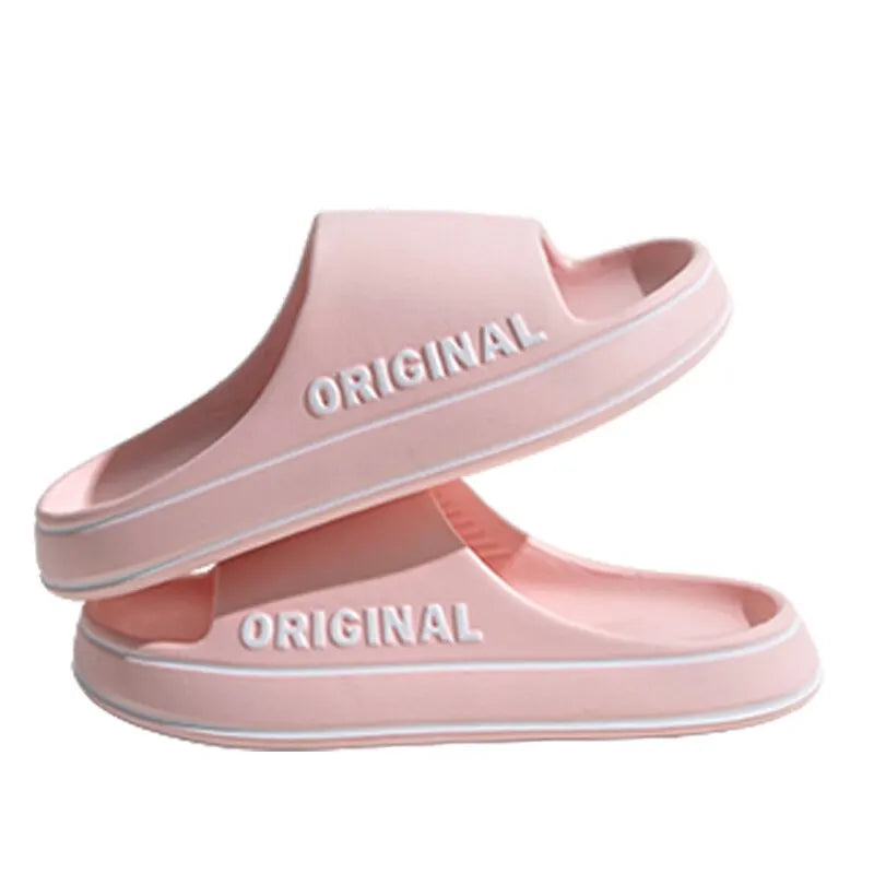 Women Letter Slippers Beach Slides Solid Color Mens Thick Sole Indoor Bathroom anti Slip Shoes Summer Couple Sandals