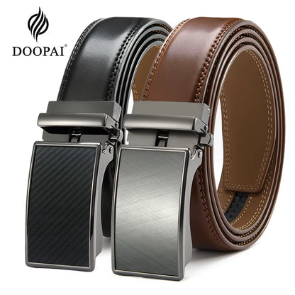 Mens Leather Belt Automatic Genuine Leather Belts Belt Male Leisure Fashion Ratchet Belts for Men Pants Waistband Ремень