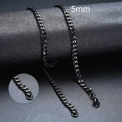 3-11Mm Cuban Chain Necklaces for Men Women,Punk Stainless Steel Curb Link Chain Collar,Jewelry Gift for Dad Husband BFF Birthday