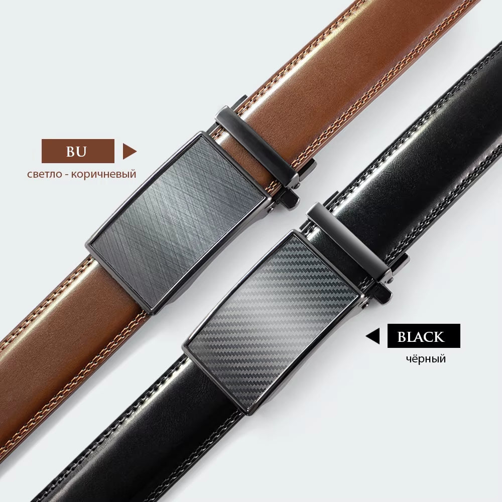 Mens Leather Belt Automatic Genuine Leather Belts Belt Male Leisure Fashion Ratchet Belts for Men Pants Waistband Ремень