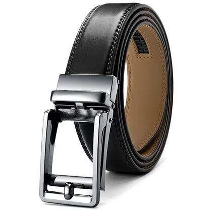 Mens Leather Belt Automatic Genuine Leather Belts Belt Male Leisure Fashion Ratchet Belts for Men Pants Waistband Ремень