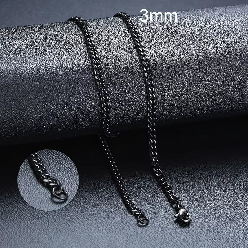 3-11Mm Cuban Chain Necklaces for Men Women,Punk Stainless Steel Curb Link Chain Collar,Jewelry Gift for Dad Husband BFF Birthday