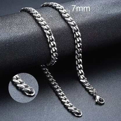 3-11Mm Cuban Chain Necklaces for Men Women,Punk Stainless Steel Curb Link Chain Collar,Jewelry Gift for Dad Husband BFF Birthday